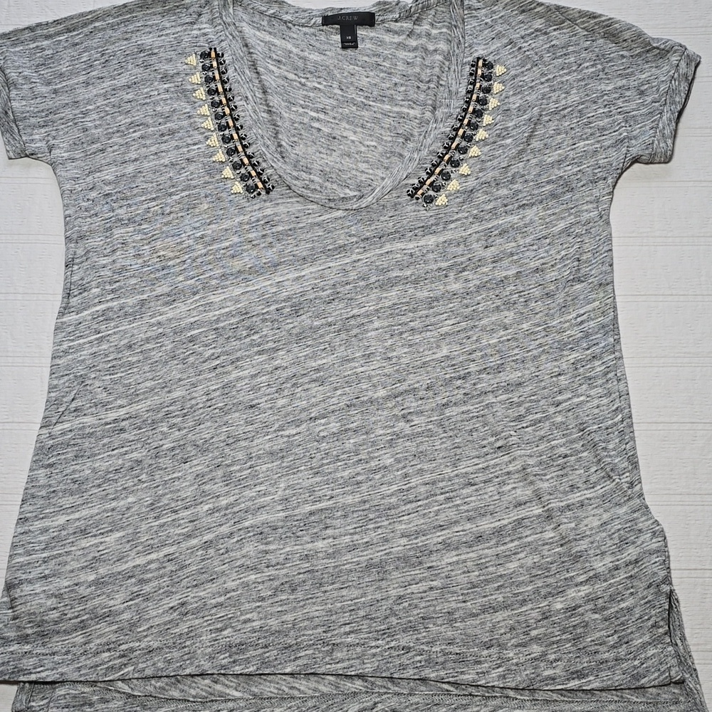 J. Crew Heathered V Neck / Scoop Embellished T-Shirt Size Extra Small (XS)